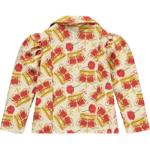 AW23 ADee CLIO Red & Gold Crown Print Blazer Jacket