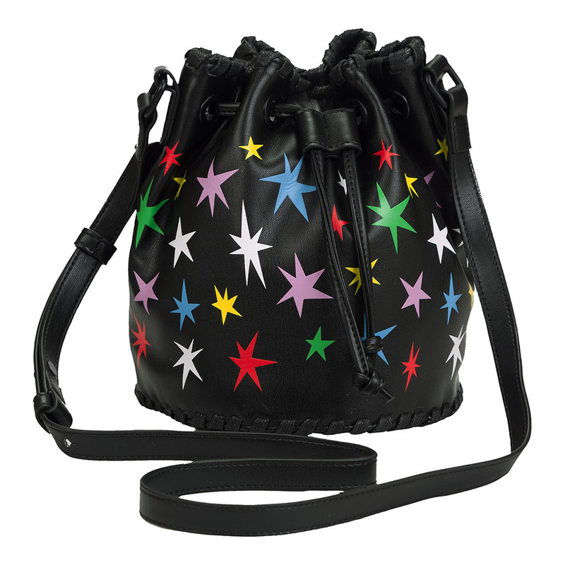 AW24 Stella McCartney Black Multicoloured Stars Bucket Bag