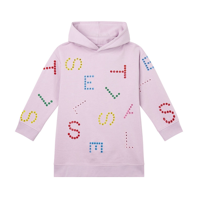 AW24 Stella McCartney Lilac Multicoloured Letters Logo Hoody Dress