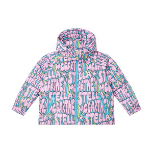 AW24 Stella McCartney Lilac Bubble Logo Hood Coat