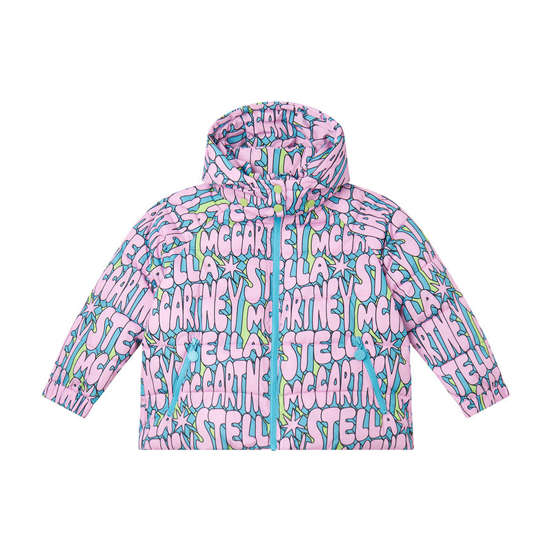 AW24 Stella McCartney Lilac Bubble Logo Hood Coat