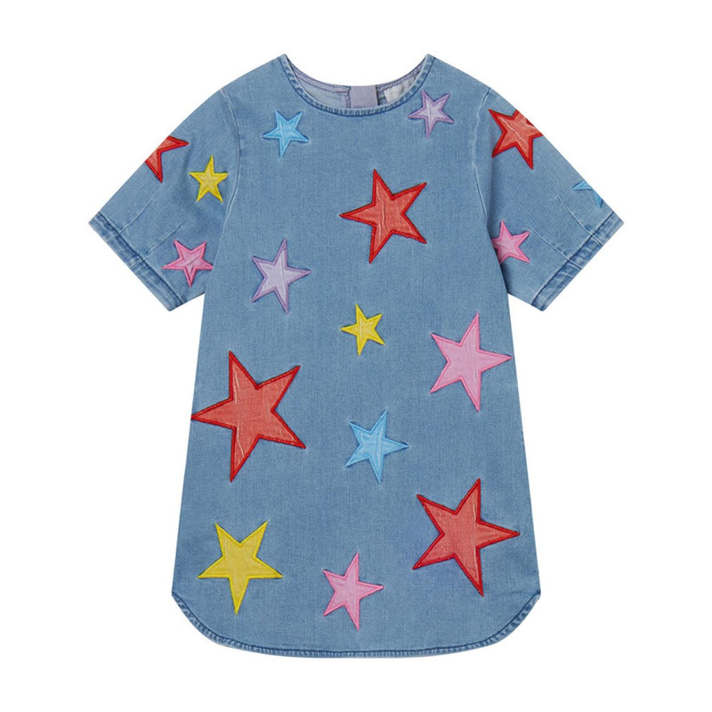 SS25 Stella McCartney Blue Denim Multicoloured Stars Dress