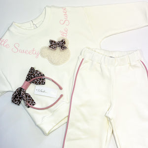 AW24 Balloon Chic Cream & Pink 'Little Sweety' Teddy Bear Tracksuit