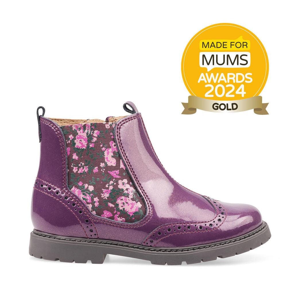 Start-Rite CHELSEA Blackcurrant Glitter Patent Boots