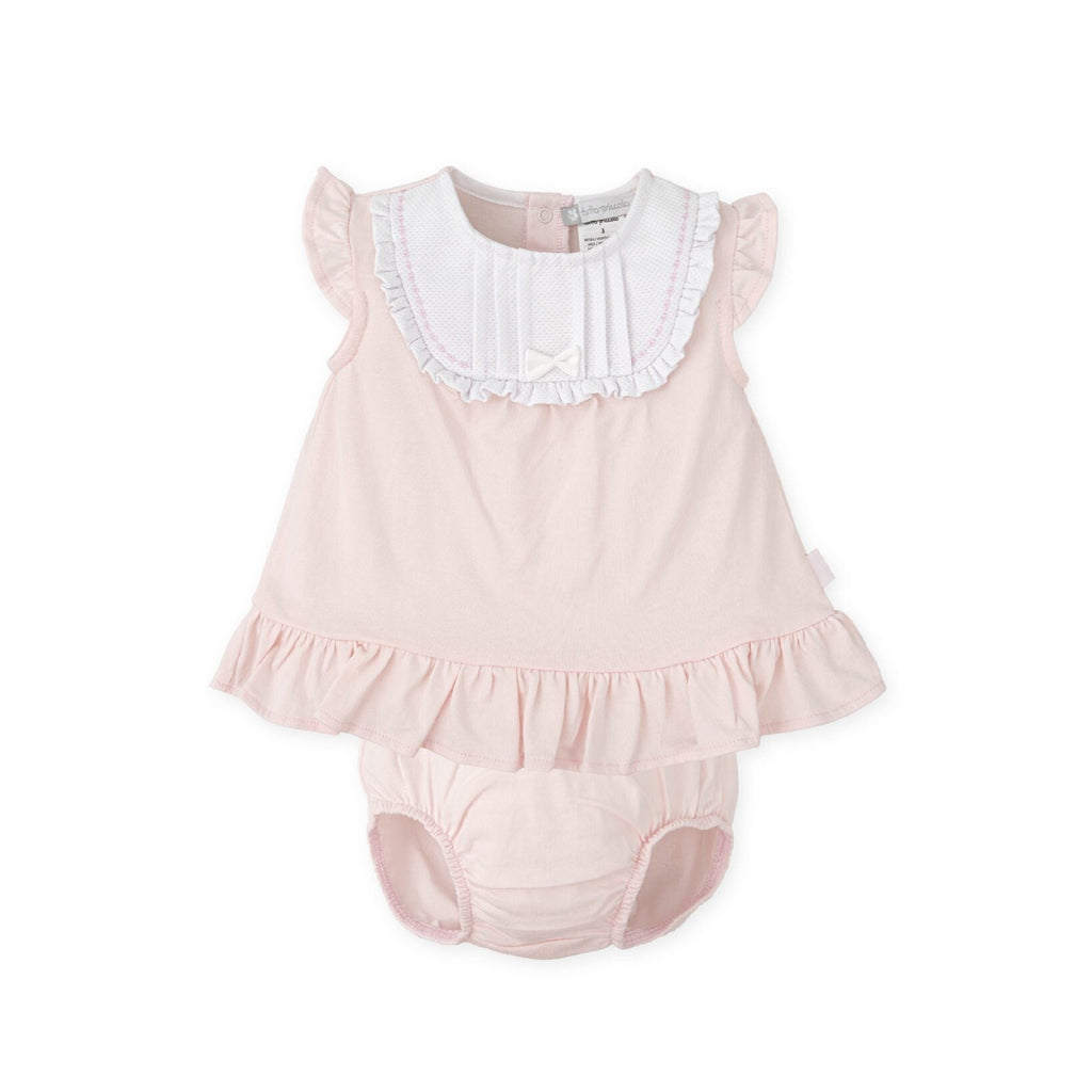 SS25 Tutto Piccolo Pink & White Bow Dress & Knickers Set