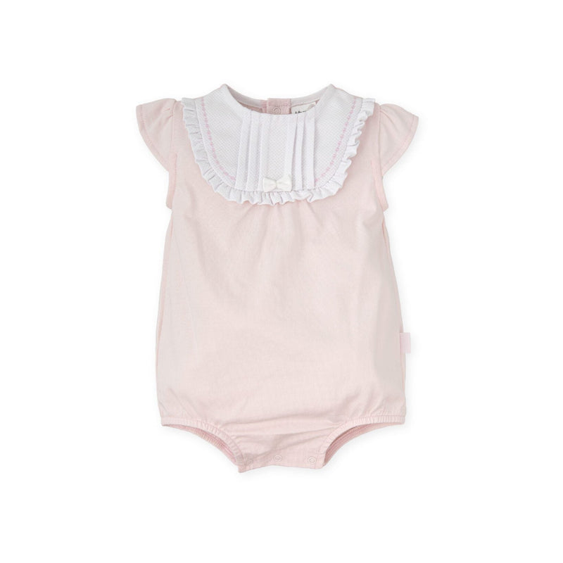 SS25 Tutto Piccolo Pink & White Bow Frill Romper