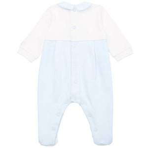 AW24 Emile Et Rose HERBIE Pale Blue & White Teddy Bear Babygrow