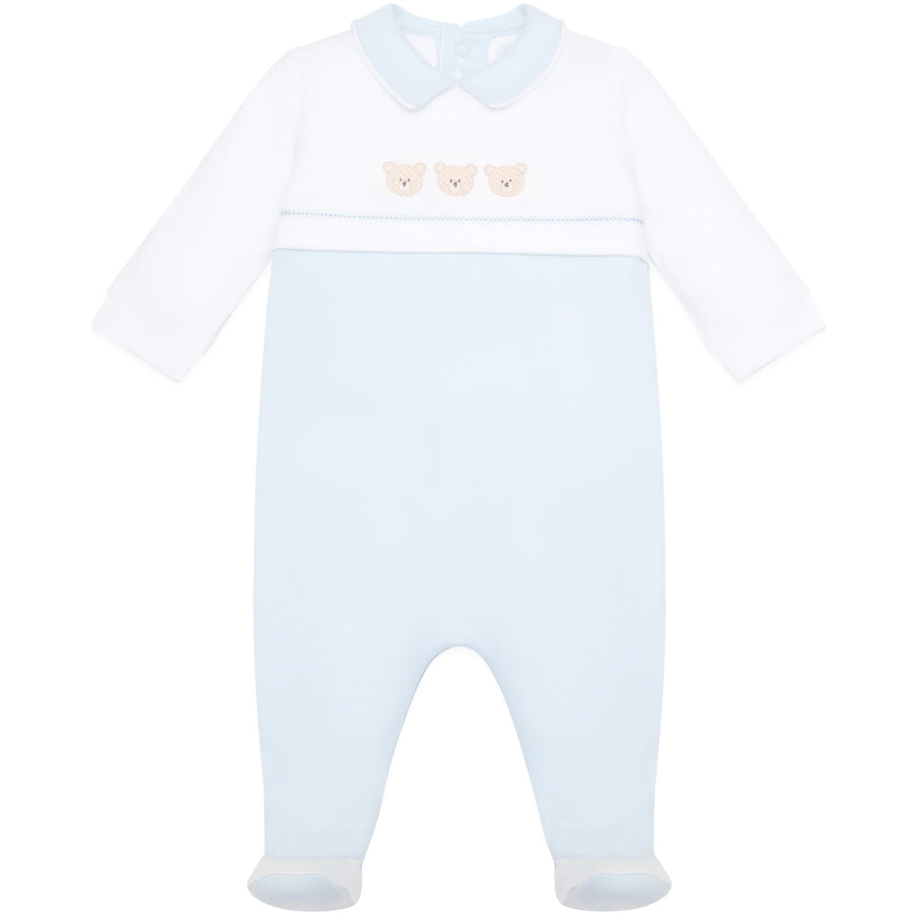 SS25 Emile Et Rose JASPER Pale Blue & White Teddies Babygrow