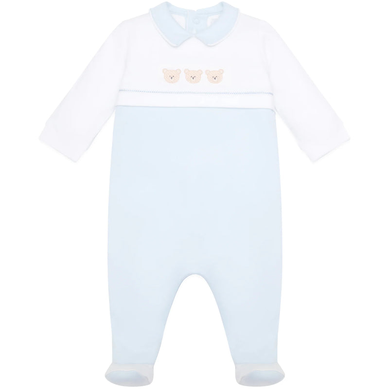 SS25 Emile Et Rose JASPER Pale Blue & White Teddies Babygrow