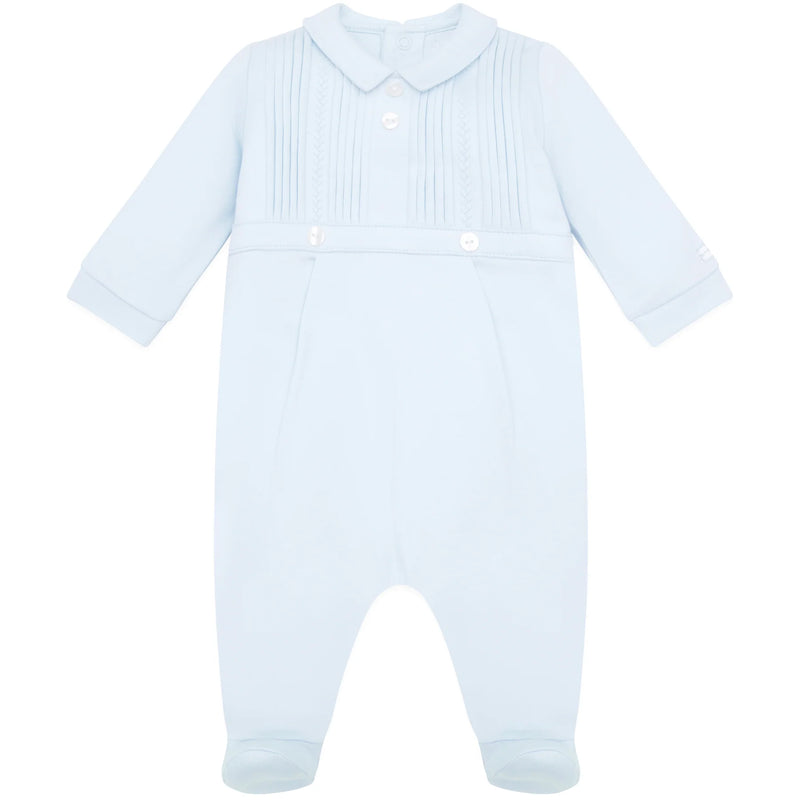 SS25 Emile Et Rose JIMMY Pale Blue Pleated Buttons Babygrow