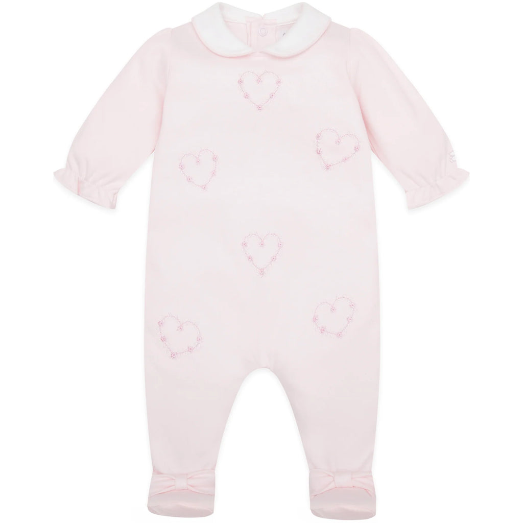 SS25 Emile Et Rose JENNA Pale Pink Floral Hearts Babygrow