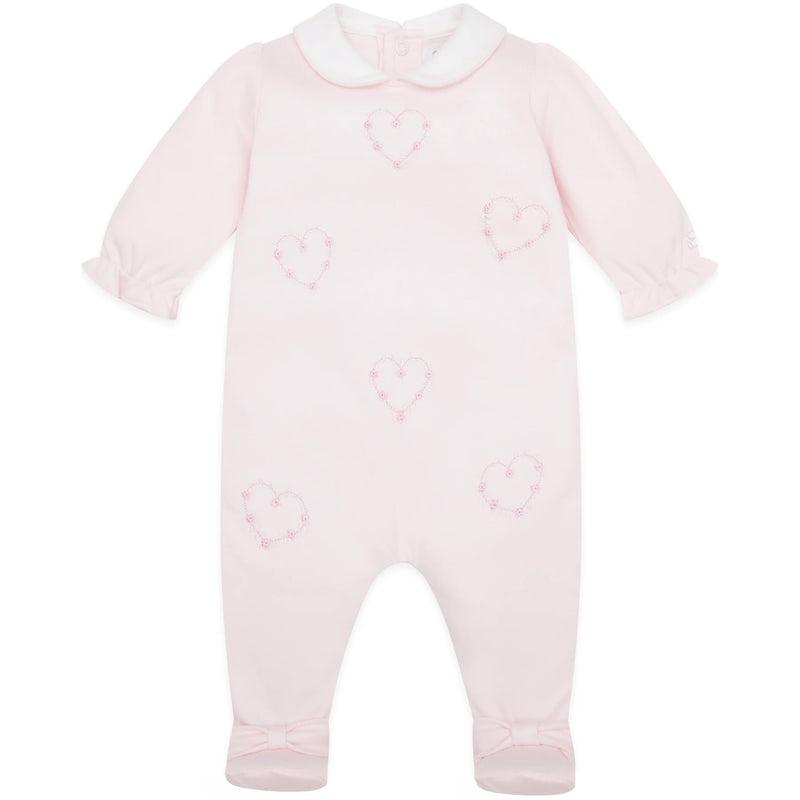 SS25 Emile Et Rose JENNA Pale Pink Floral Hearts Babygrow