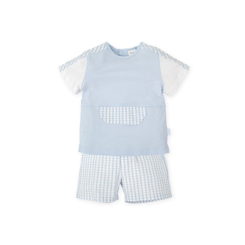 SS25 Tutto Piccolo Blue & White Check Shorts Set