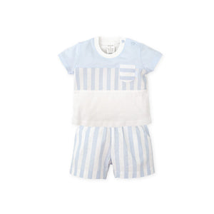 SS25 Tutto Piccolo Blue & White Stripe Pocket Shorts Set