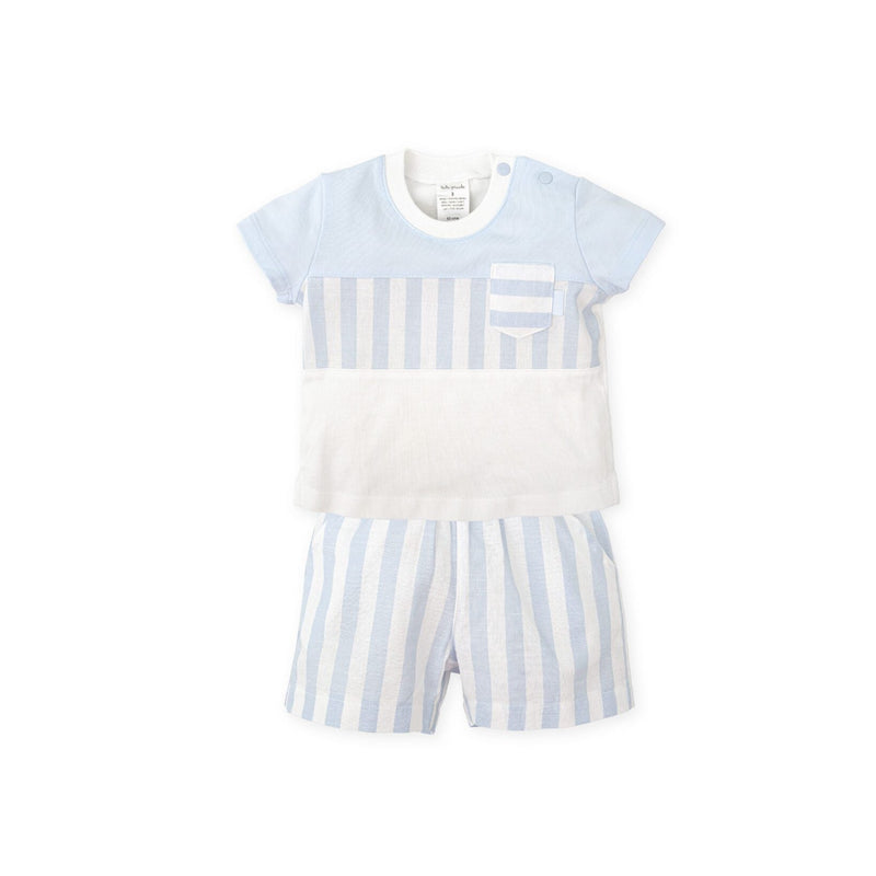 SS25 Tutto Piccolo Blue & White Stripe Pocket Shorts Set