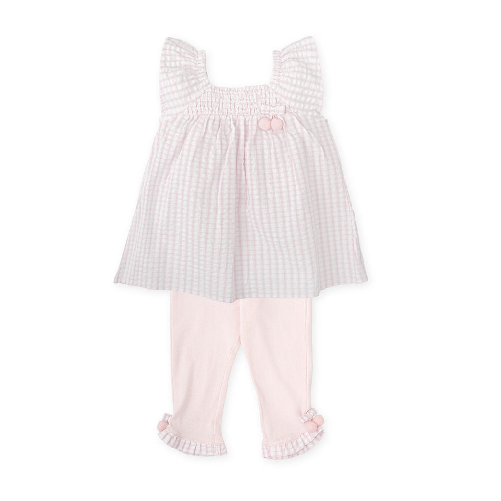 SS25 Tutto Piccolo Pink & White Check Frill Leggings Set