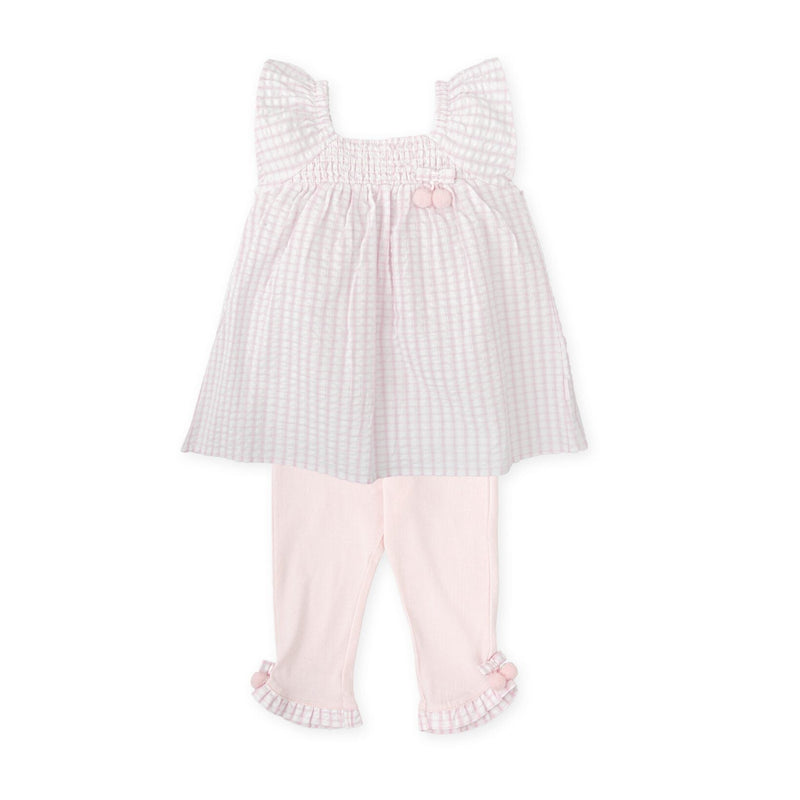 SS25 Tutto Piccolo Pink & White Check Frill Leggings Set