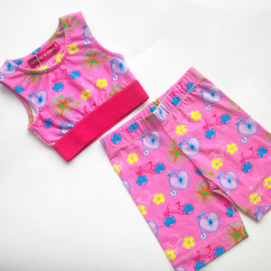 SS25 Agatha Ruiz De La Prada Junior Pink Multicoloured Bicycles Cycling Shorts Set