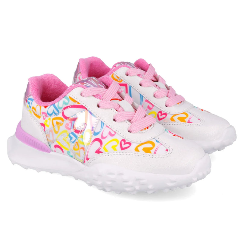 SS25 Agatha Ruiz De La Prada White Multicoloured Hearts Logo Trainers