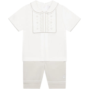 SS25 Emile Et Rose JAKE Stone & White Embroidered Panel Shorts Set