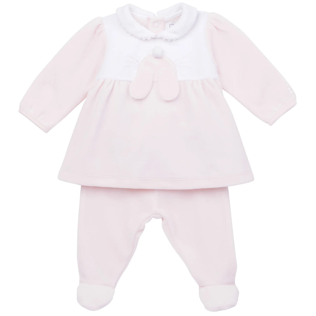 AW24 Emile Et Rose HAZEL Pale Pink & White Velour Bunny Trouser Set