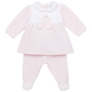 AW24 Emile Et Rose HAZEL Pale Pink & White Velour Bunny Trouser Set