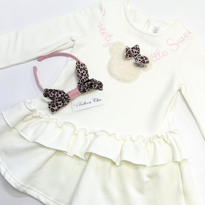 AW24 Balloon Chic Cream & Pink 'Little Sweety' Teddy Bear Dress