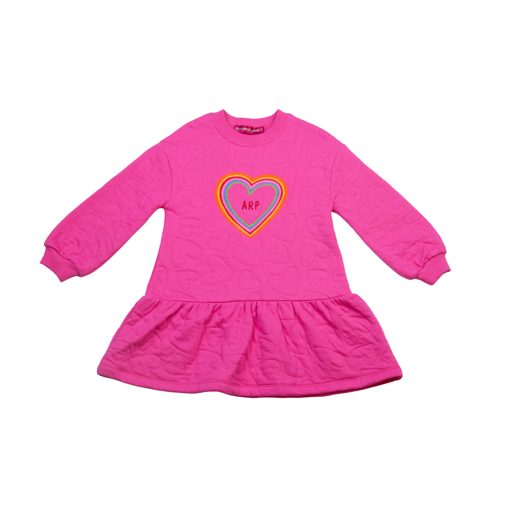 AW24 Agatha Ruiz De La Prada Pink Multicoloured Heart Logo Quilted Dress