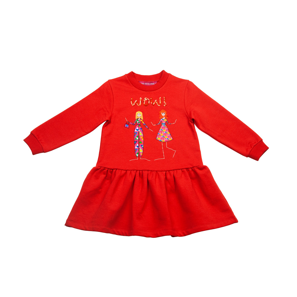 AW24 Agatha Ruiz De La Prada Red 'Wow!' Girls Pattern Dress