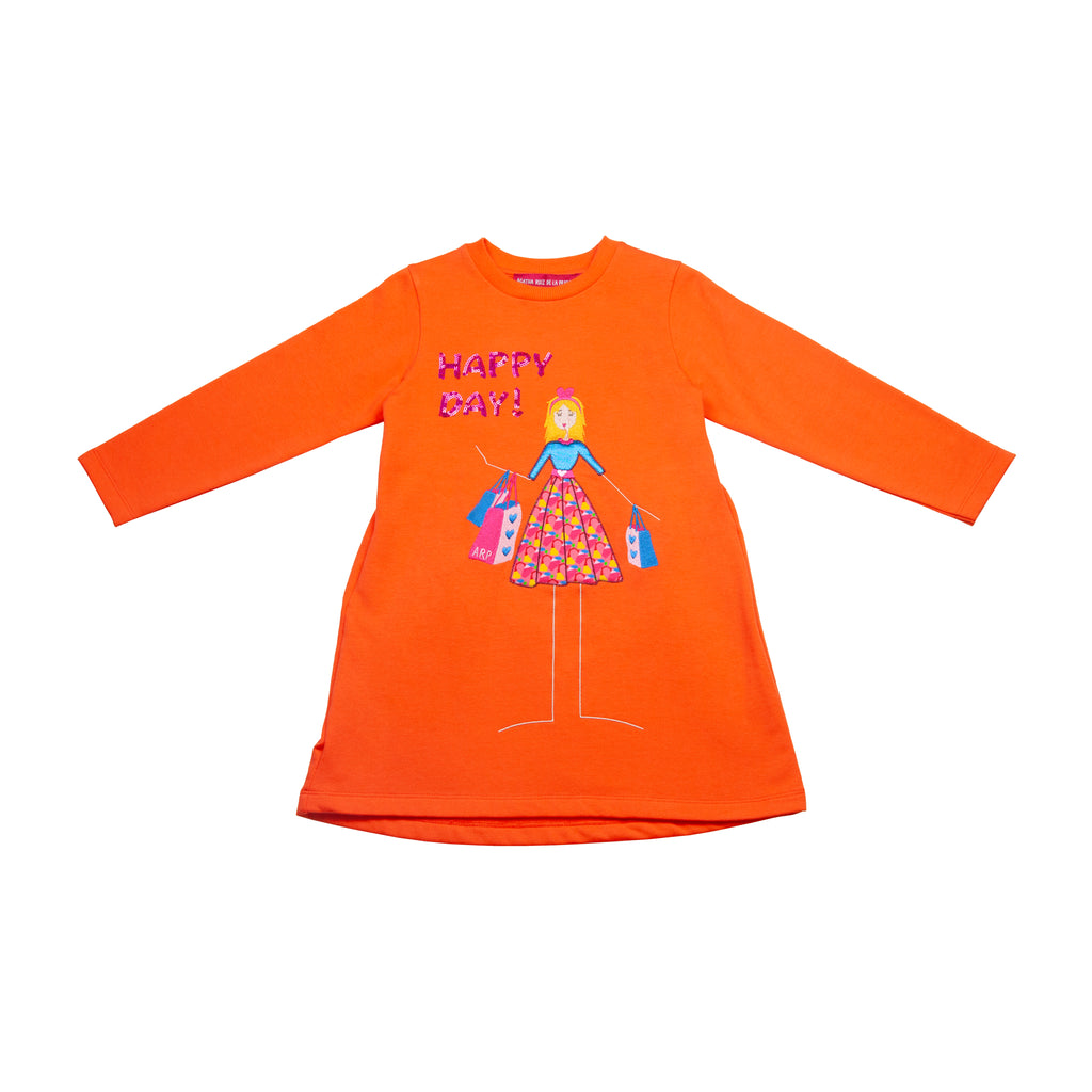 AW24 Agatha Ruiz De La Prada Orange & Pink 'Happy Day!' Sequin Girl Dress