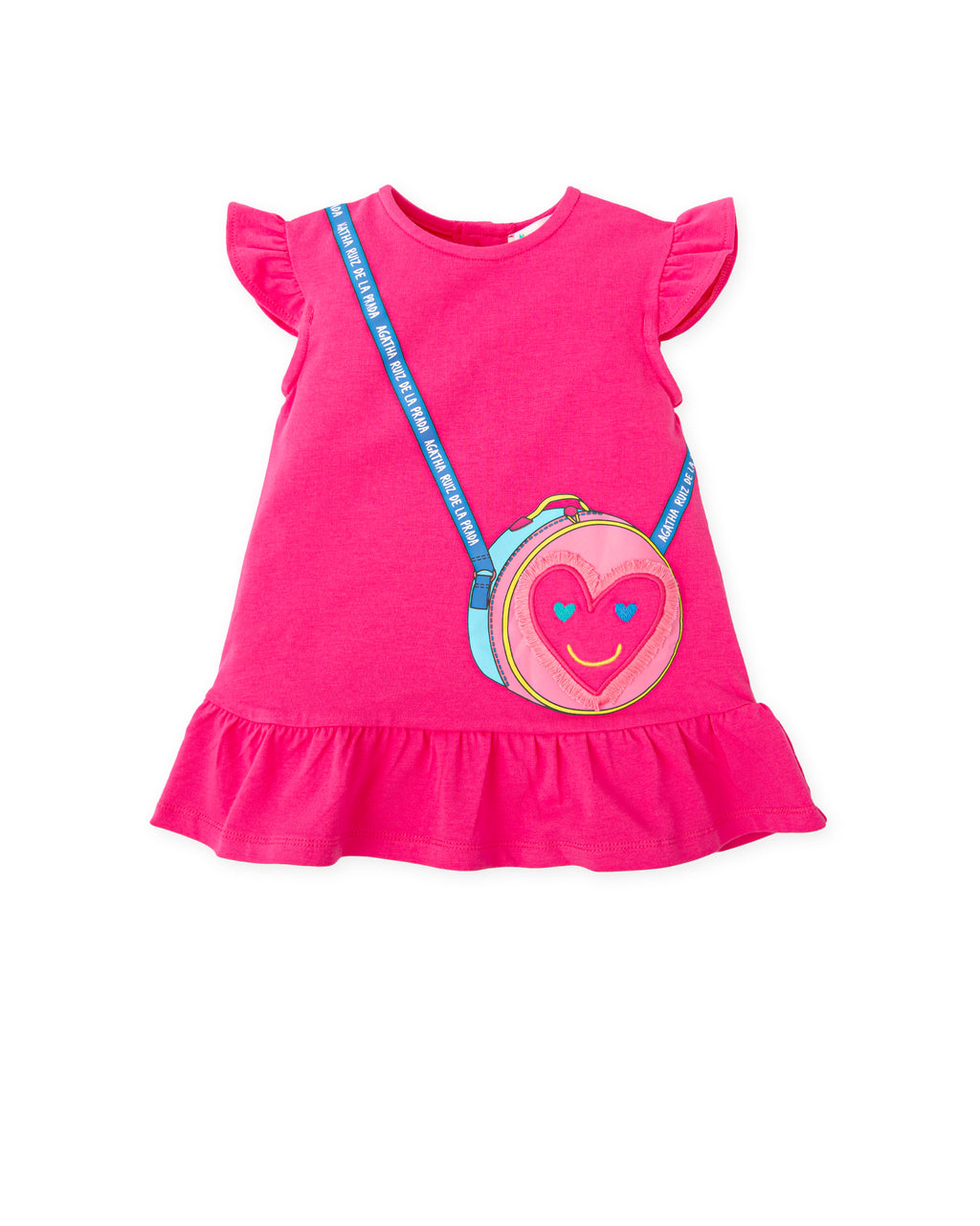 SS25 Agatha Ruiz De La Prada Baby Pink & Blue Heart Handbag Logo Dress