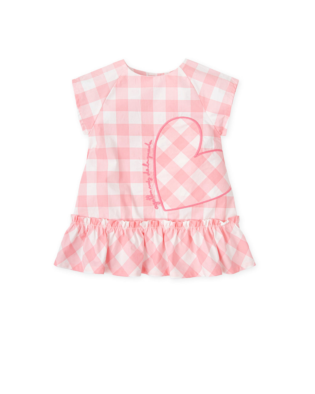 SS25 Agatha Ruiz De La Prada Baby Pink & White Check Heart Logo Dress