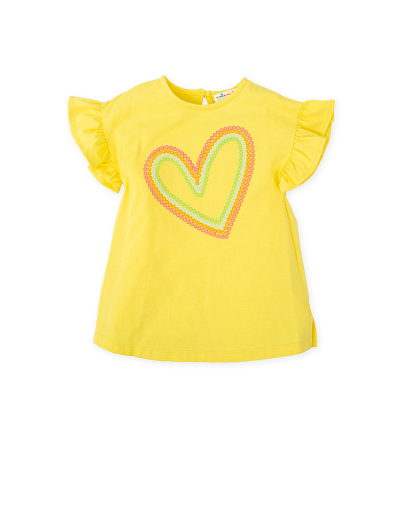 SS25 Agatha Ruiz De La Prada Baby Yellow Multicoloured Heart Frill Dress