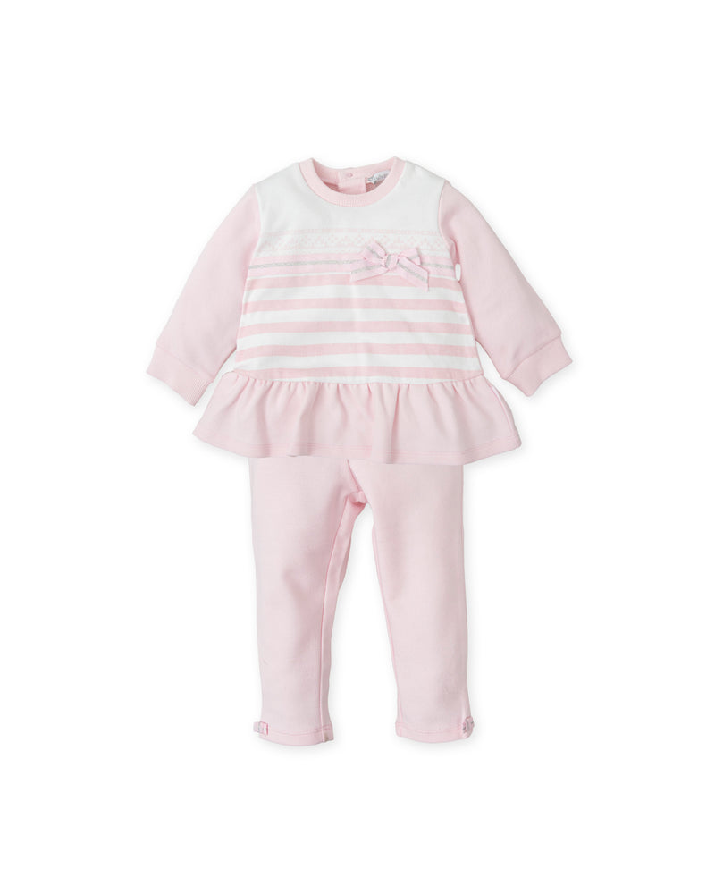 AW24 Tutto Piccolo Pink White & Silver Glitter Bow Stripe Legging Set