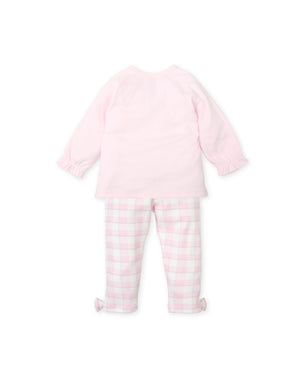 AW24 Tutto Piccolo Pink Grey & White Check Pocket Bow Legging Set