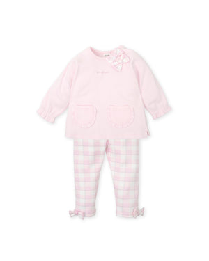 AW24 Tutto Piccolo Pink Grey & White Check Pocket Bow Legging Set