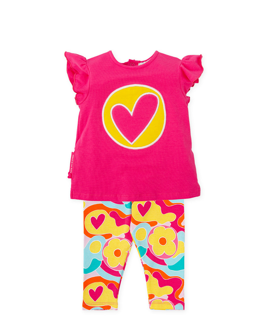 SS25 Agatha Ruiz De La Prada Baby Pink Multicoloured Heart Circle Swirl Leggings Set