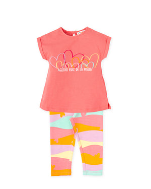 SS25 Agatha Ruiz De La Prada Baby Multicoloured Heart Waves Logo Leggings Set