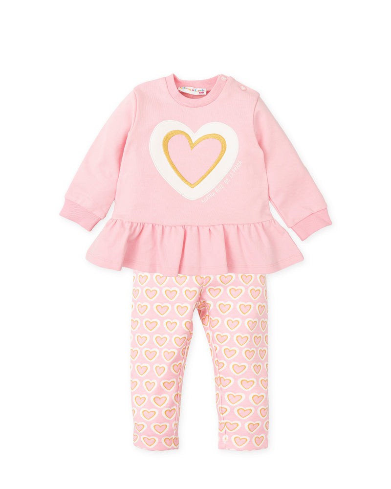 AW24 Agatha Ruiz De La Prada Pink Gold & White Heart Logo Legging Set