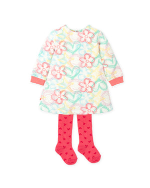 AW24 Agatha Ruiz De La Prada Multicoloured Doodles Dress With Heart Tights