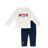 AW24 Mitch & Son BRODY & BYRON Navy Blue & White Long Sleeve Top & Twill Trouser Set