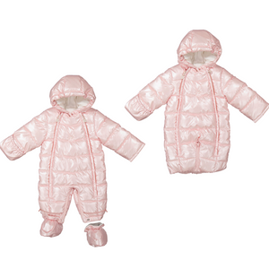 AW24 Mayoral Pink Puffer Hooded Snowsuit