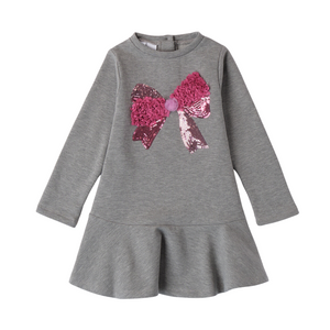 AW24 iDO Grey & Pink Floral Sequin Bow Dress