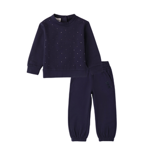 AW24 iDO Navy Blue Bow Rhinestone Tracksuit