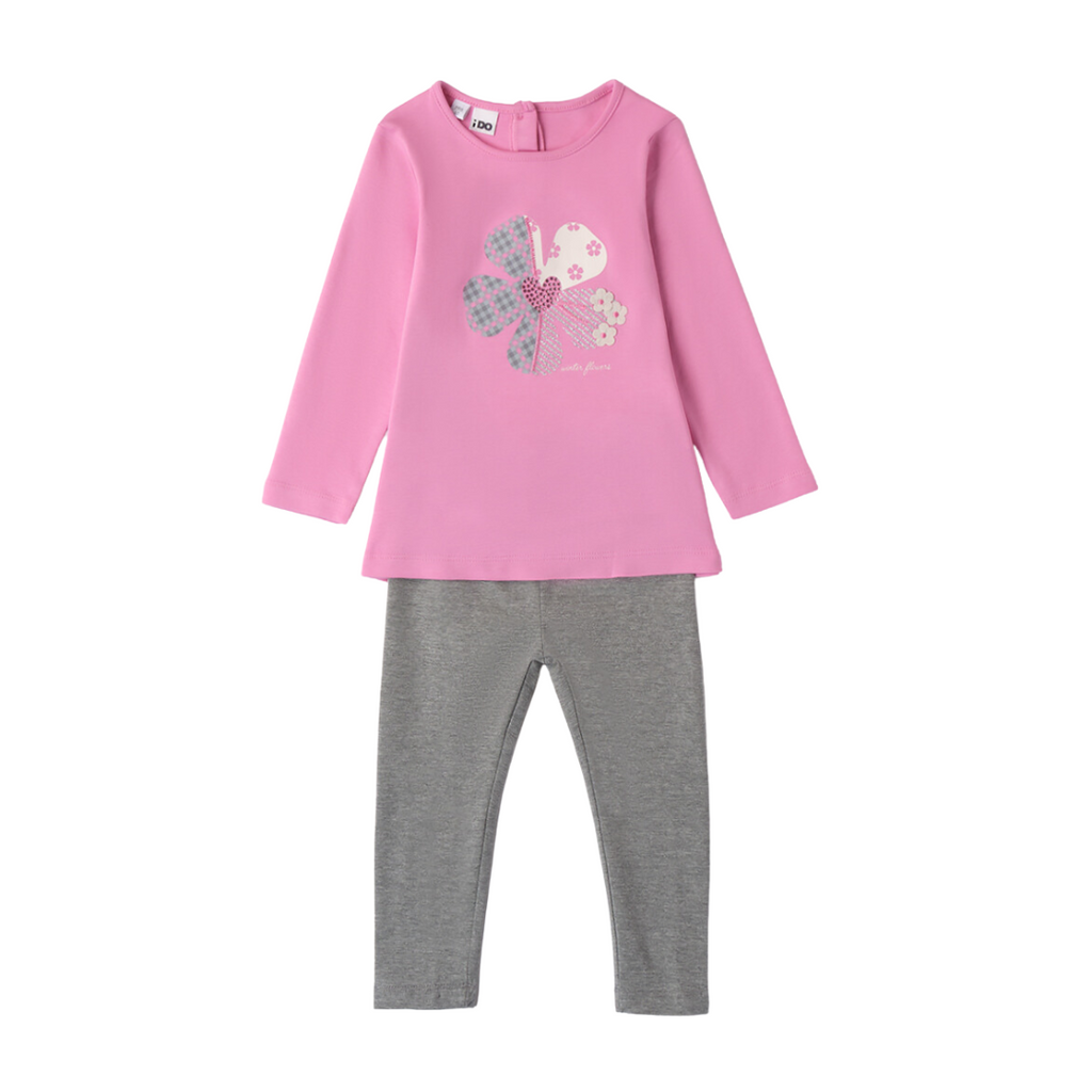 AW24 iDO Pink & Grey 'Winter Flowers' Legging Set