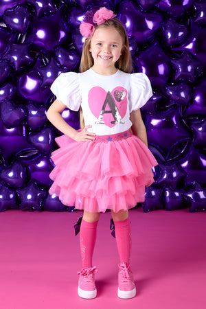 AW24 ADee TABITHA Hot Pink Heart Logo Tutu Skirt Set