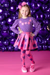 AW24 ADee TAYLOR Bold Purple Hearts & Stars Print Skirt Set