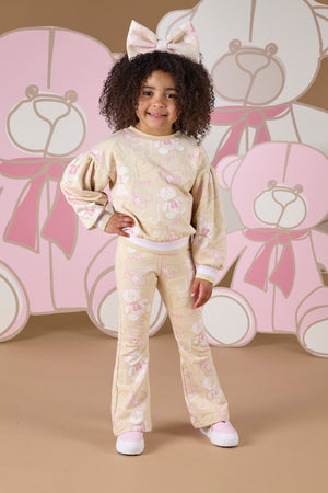 AW24 ADee SIENNA Beige Teddy Print Flare Tracksuit