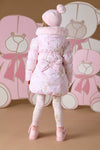 AW24 ADee STELLA Baby Pink Faux Fur Hooded Teddy Print Jacket