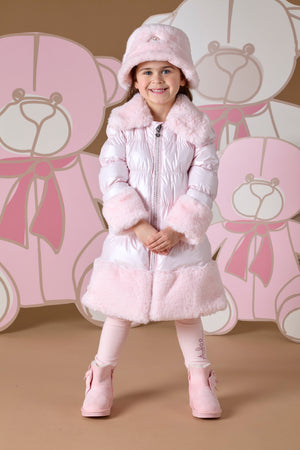 AW24 ADee SARAH Baby Pink Faux Fur Trim Jacket